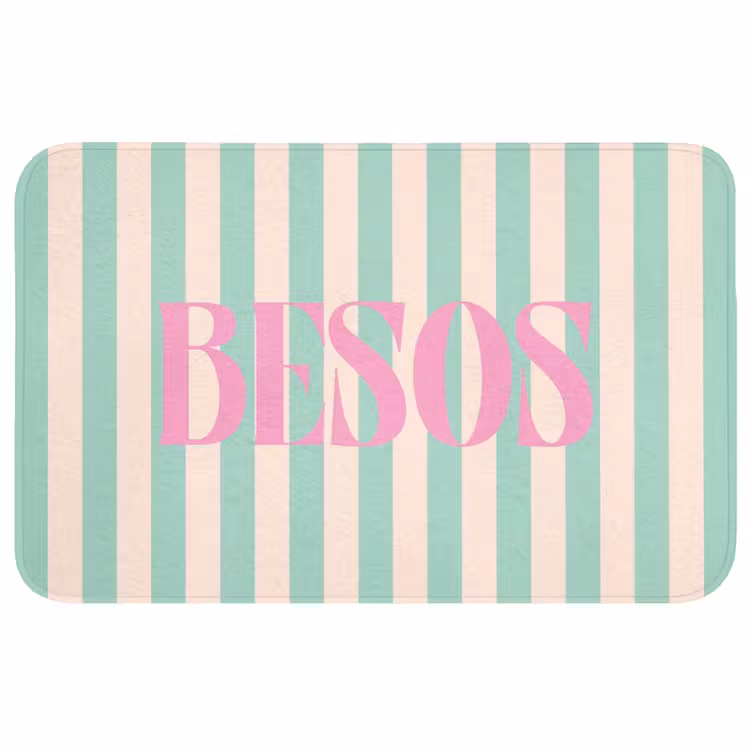 Wc Mat - Roze - Groen - Strepen - Besos — 1