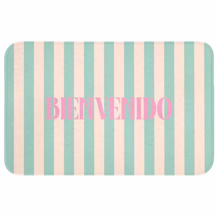 Wc Mat - Roze - Groen - Strepen - Bienvenido — 1