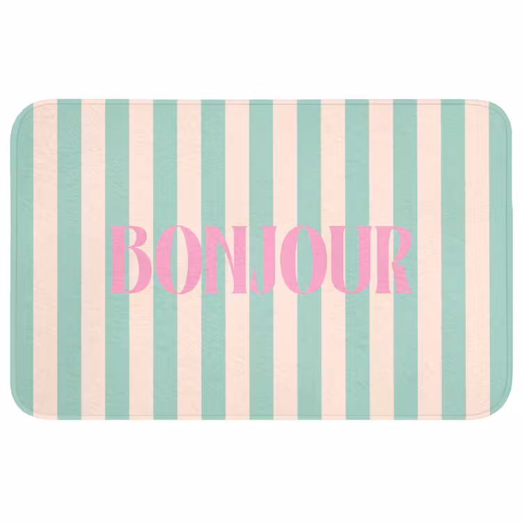 Wc Mat - Roze - Groen - Strepen - Bonjour — 1