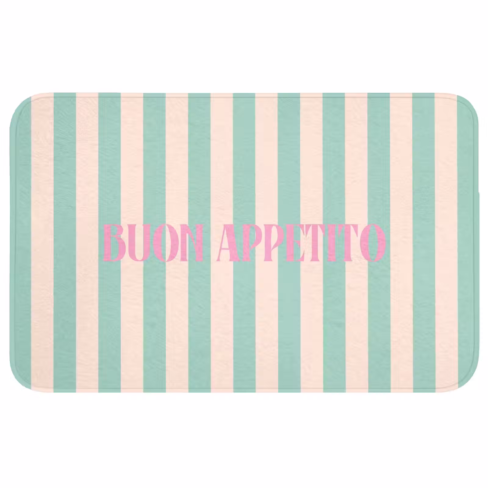 Wc Mat - Roze - Groen - Strepen - Buon appetito — 1