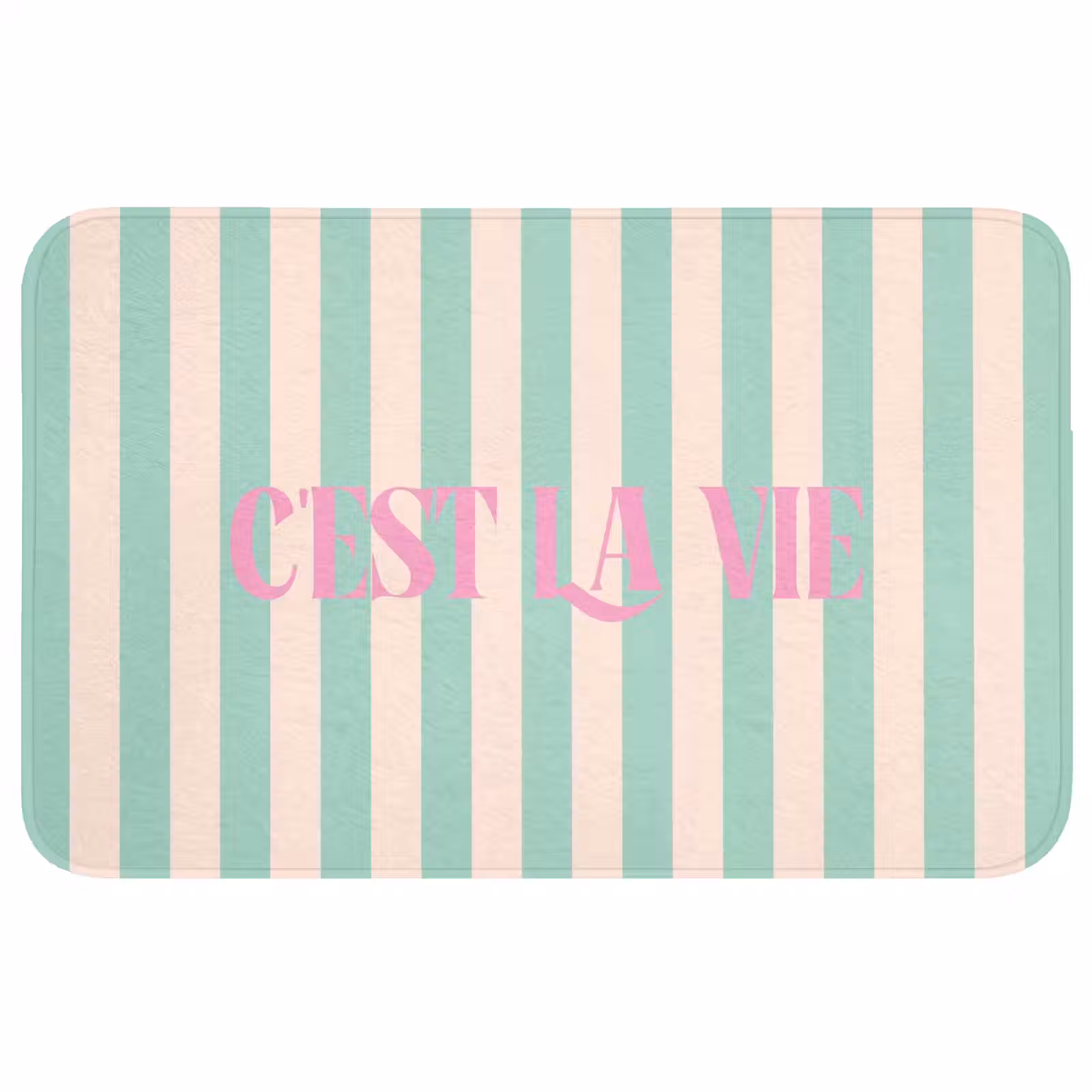 Wc Mat - Roze - Groen - Strepen - C'est la vie — 1