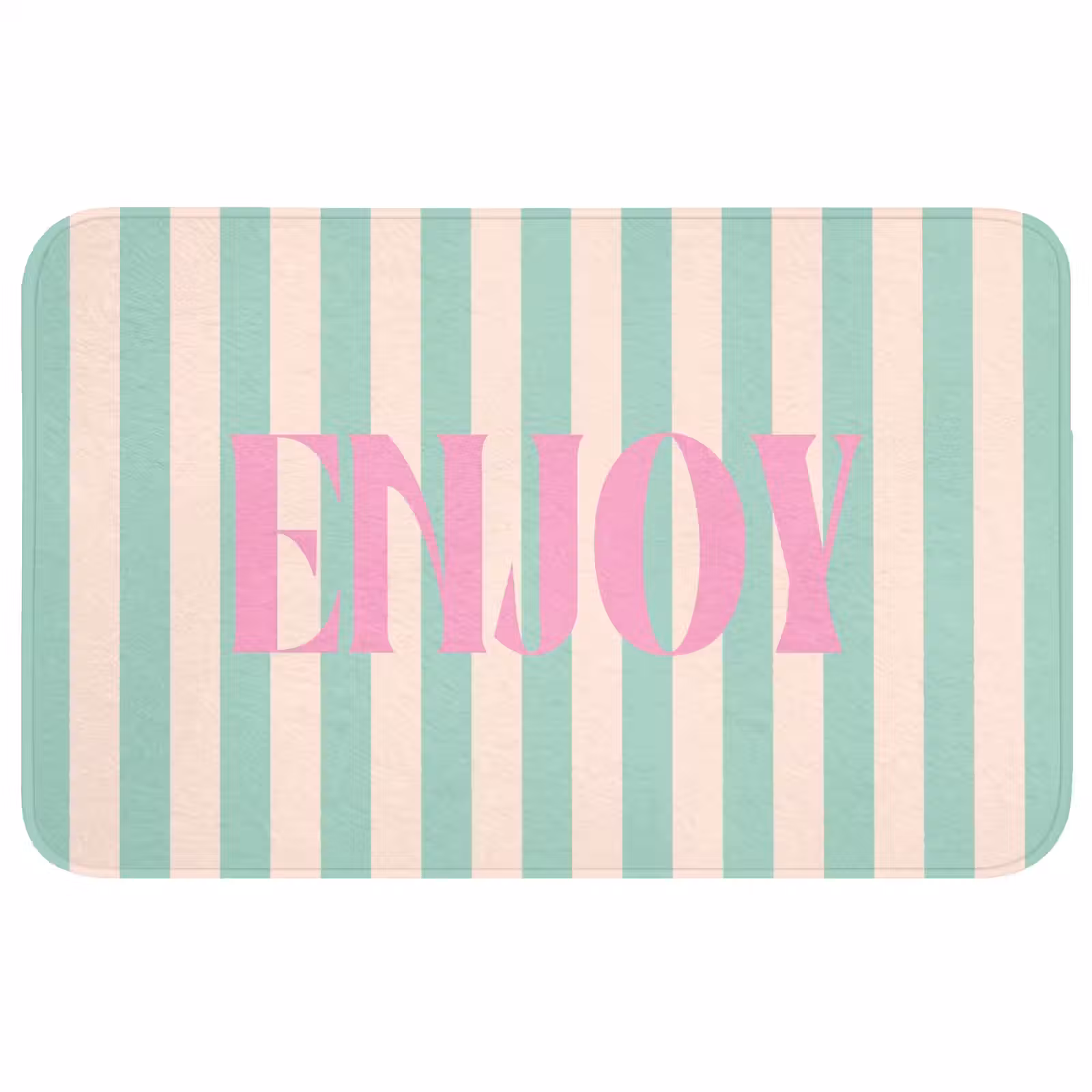 Wc Mat - Roze - Groen - Strepen - Enjoy — 1