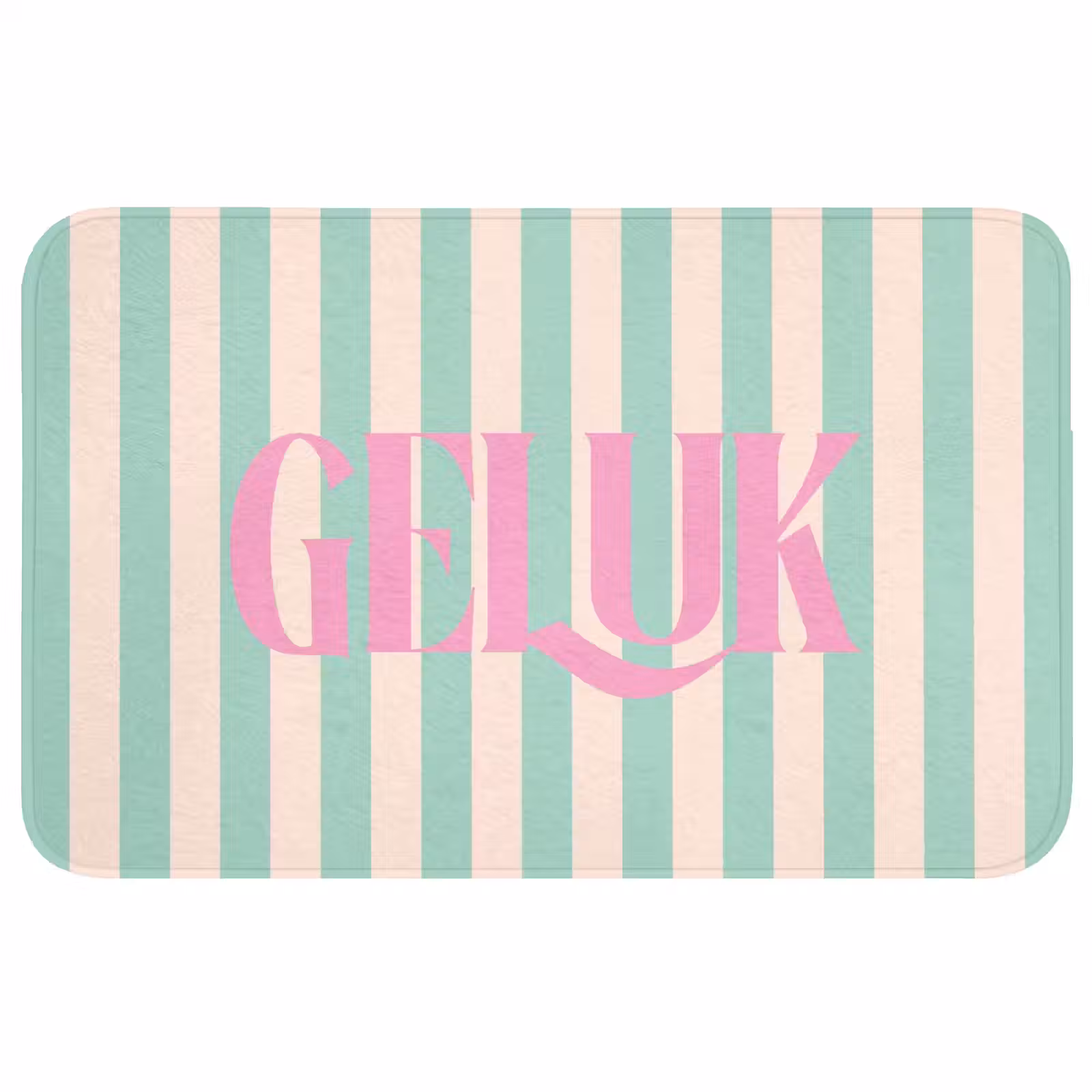 Wc Mat - Roze - Groen - Strepen - Geluk — 1