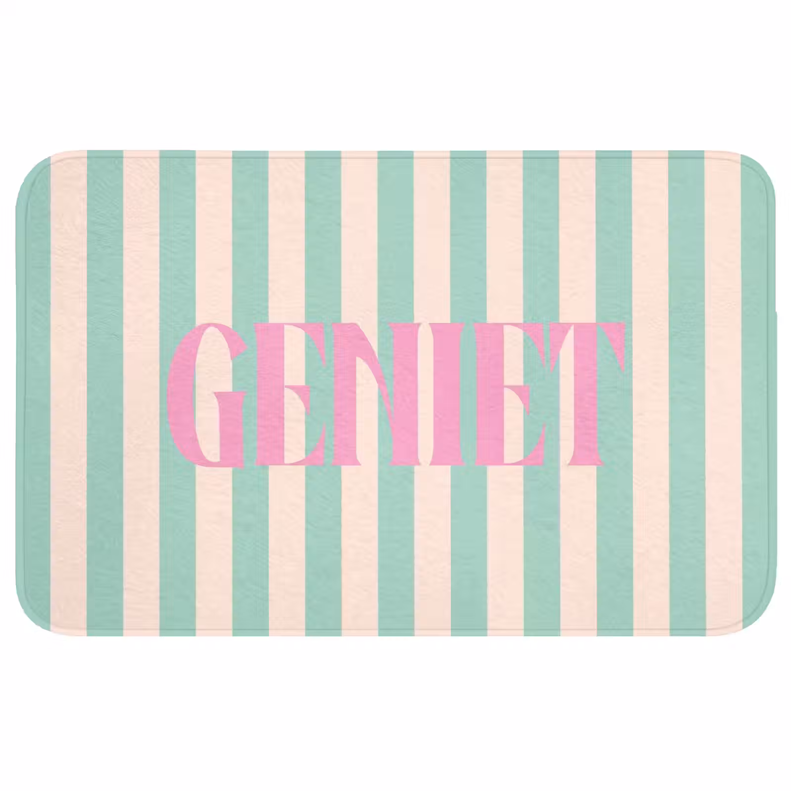 Wc Mat - Roze - Groen - Strepen - Geniet — 1
