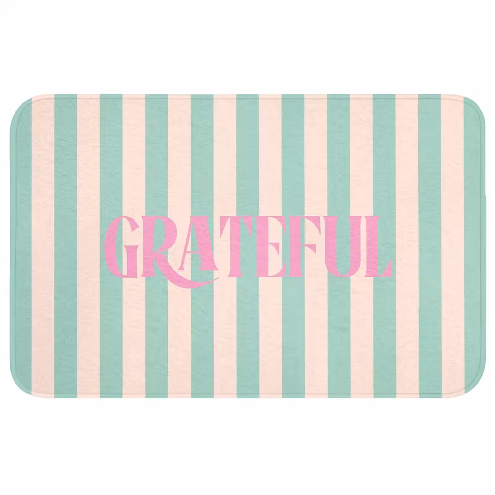 Wc Mat - Roze - Groen - Strepen - Grateful — 1