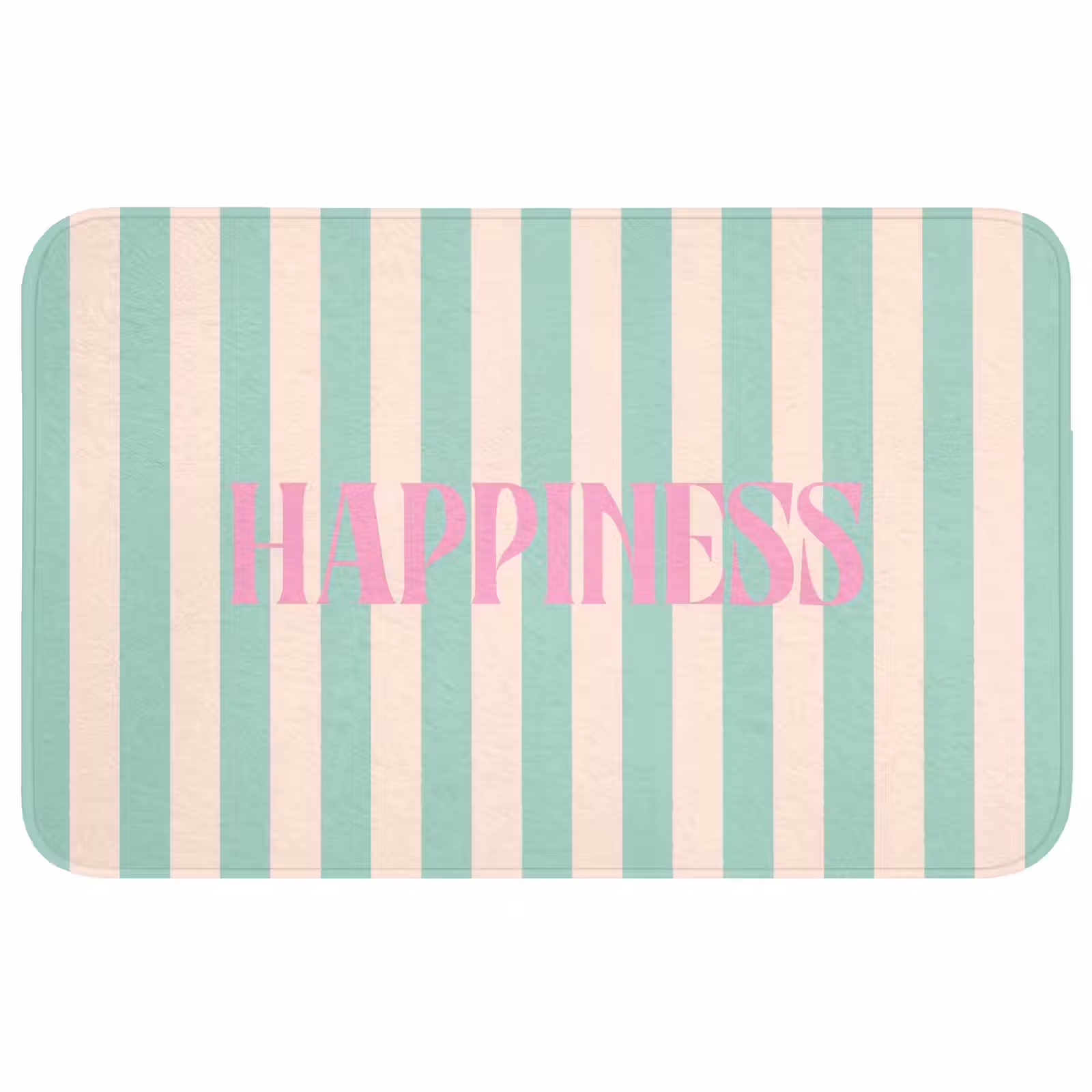 Wc Mat - Roze - Groen - Strepen - Happiness — 1