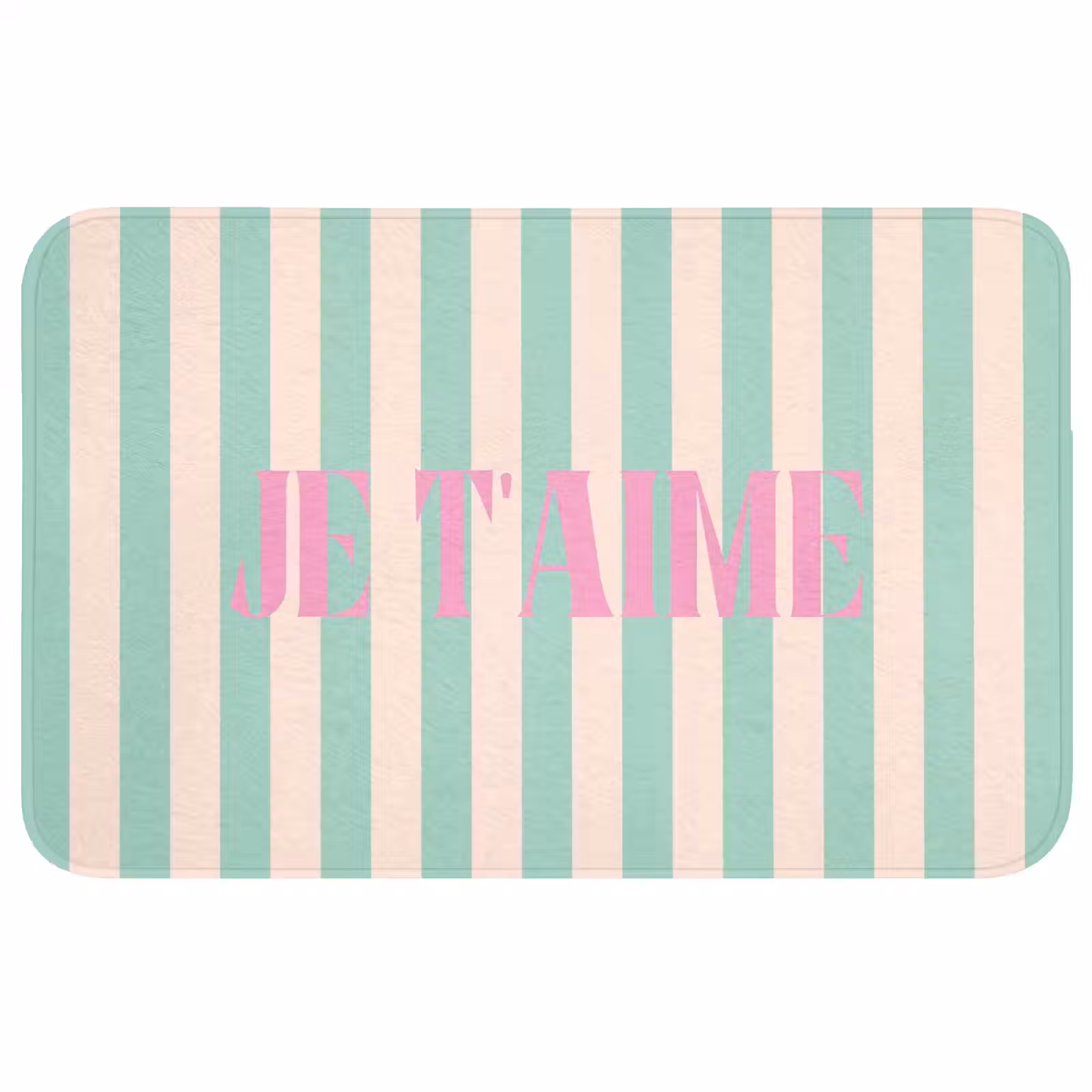 Wc Mat - Roze - Groen - Strepen - Je t'aime — 1
