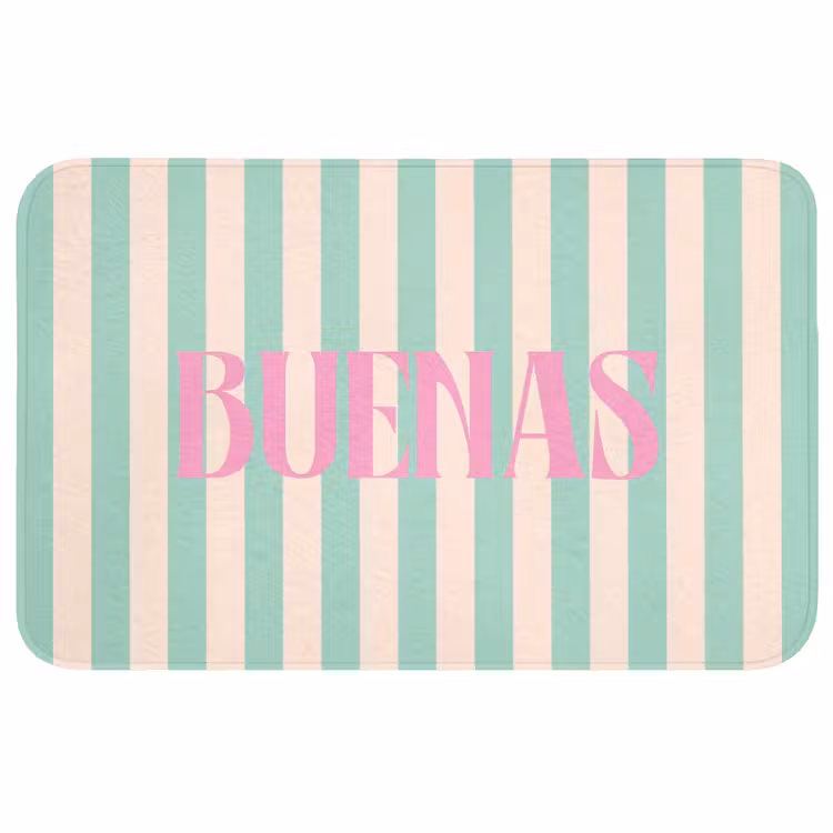 Wc Mat - Roze - Groen - Strepen - Buenas — 1