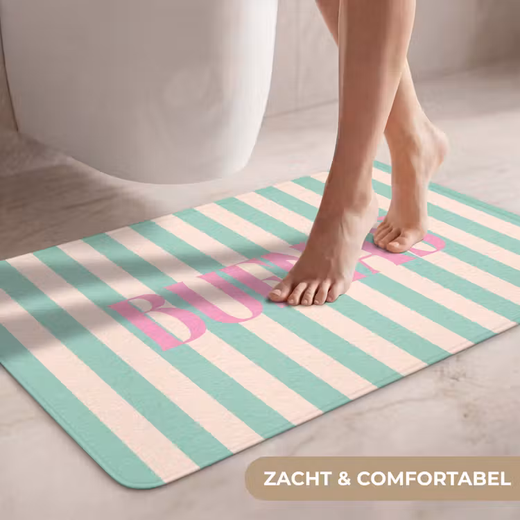 Wc Mat - Roze - Groen - Strepen - Buenas — 7