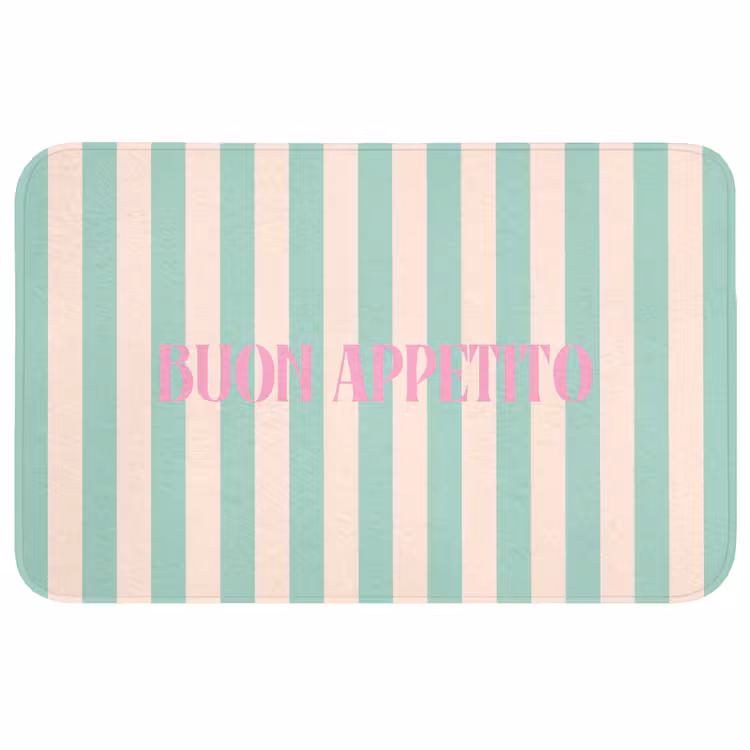 Wc Mat - Roze - Groen - Strepen - Buon appetito — 1
