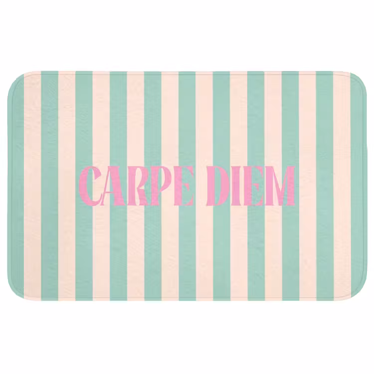 Wc Mat - Roze - Groen - Strepen - Carpe diem — 1