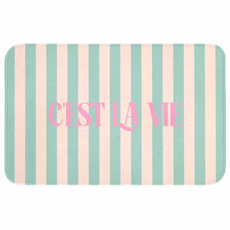 Wc Mat - Roze - Groen - Strepen - C'est la vie — 1