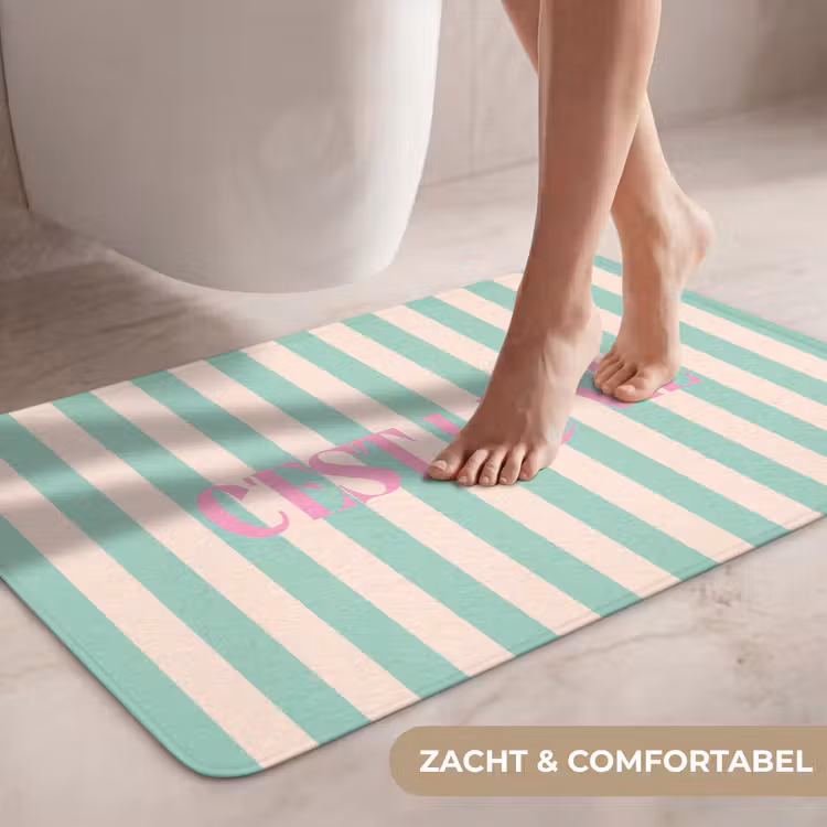 Wc Mat - Roze - Groen - Strepen - C'est la vie — 7