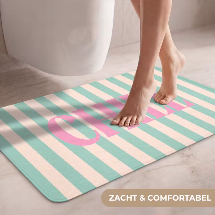 Wc Mat - Roze - Groen - Strepen - Chill — 7