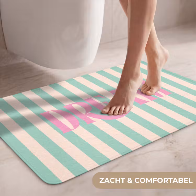 Wc Mat - Roze - Groen - Strepen - Dream — 7