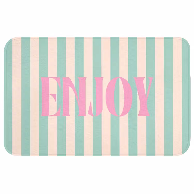 Wc Mat - Roze - Groen - Strepen - Enjoy — 1