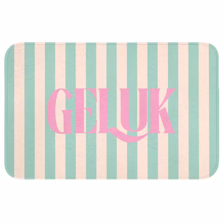 Wc Mat - Roze - Groen - Strepen - Geluk — 1
