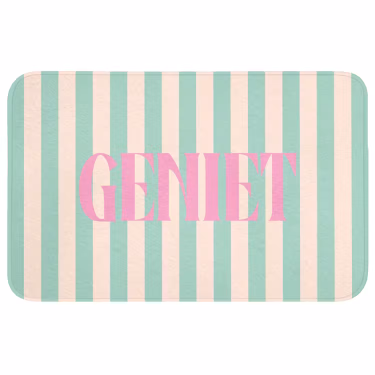 Wc Mat - Roze - Groen - Strepen - Geniet — 1
