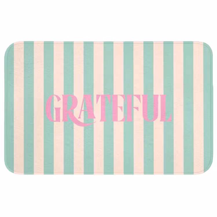 Wc Mat - Roze - Groen - Strepen - Grateful — 1