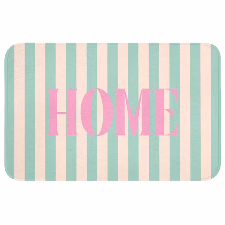 Wc Mat - Roze - Groen - Strepen - Home — 1