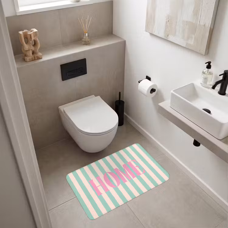 Wc Mat - Roze - Groen - Strepen - Home — 6