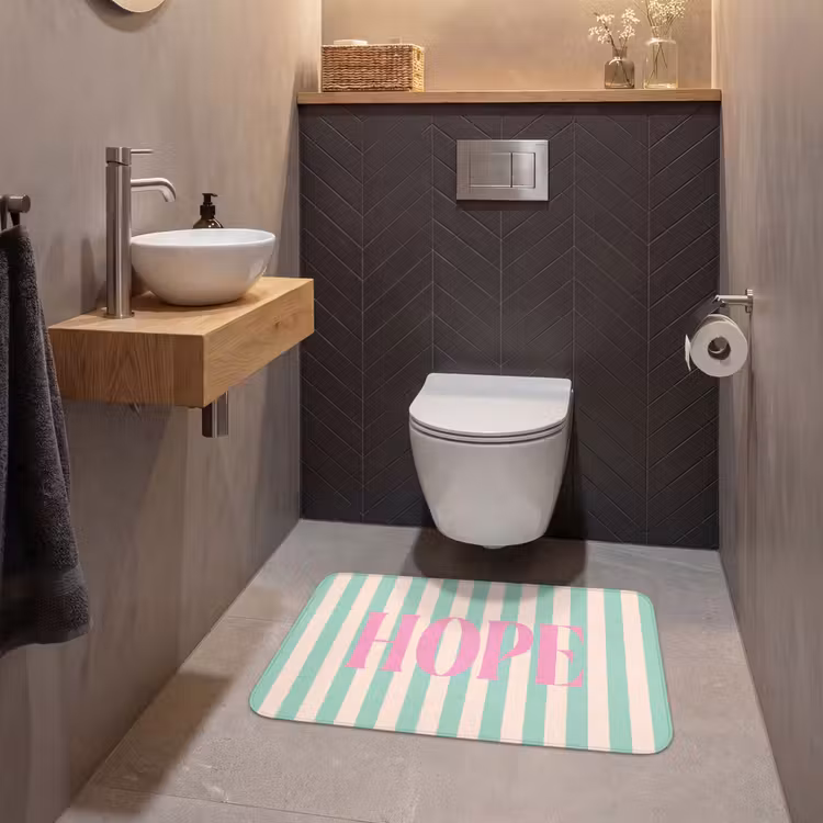 Wc Mat - Roze - Groen - Strepen - Hope — 2