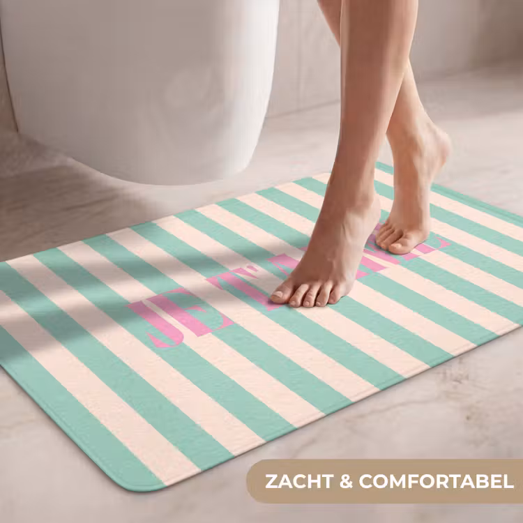 Wc Mat - Roze - Groen - Strepen - Je t'aime — 7