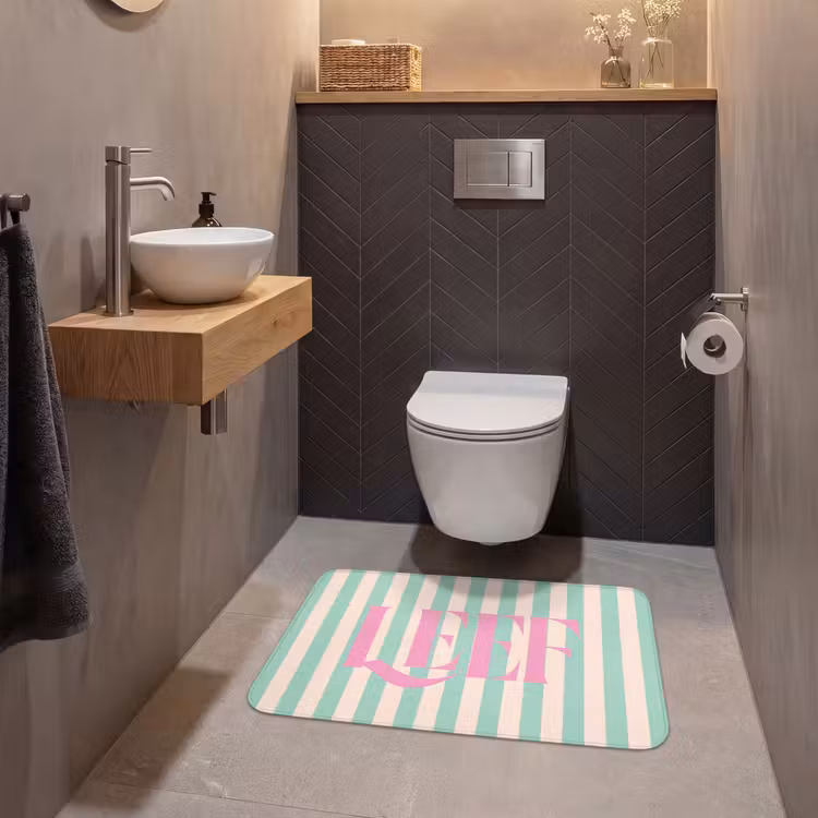 Wc Mat - Roze - Groen - Strepen - Leef — 2
