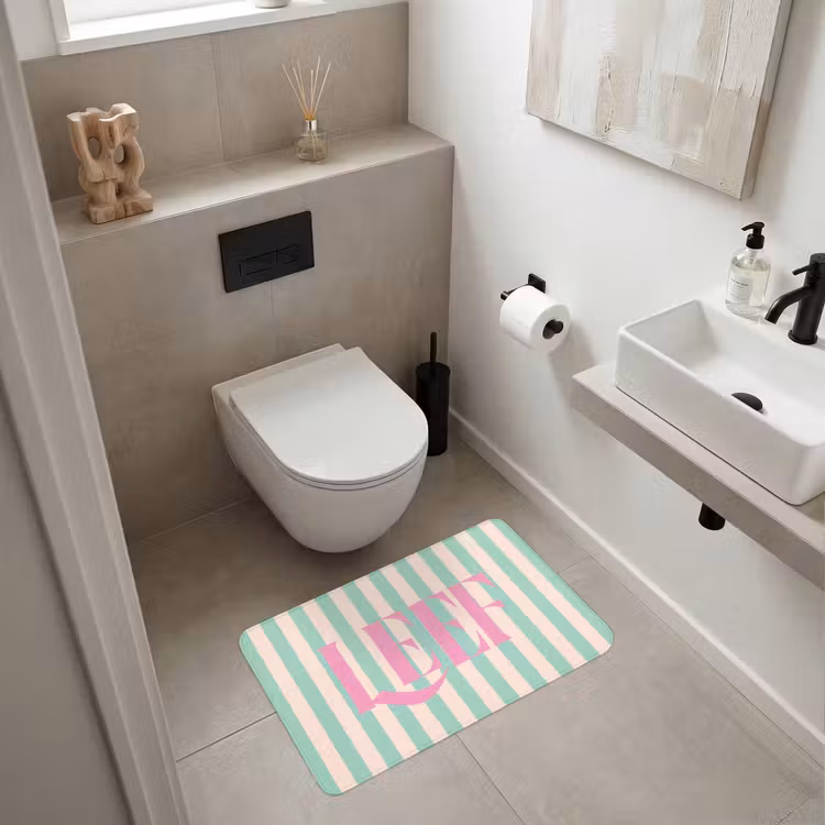 Wc Mat - Roze - Groen - Strepen - Leef — 6