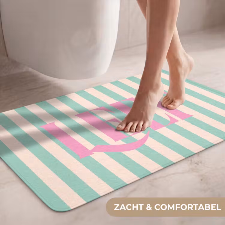Wc Mat - Roze - Groen - Strepen - Leef — 7
