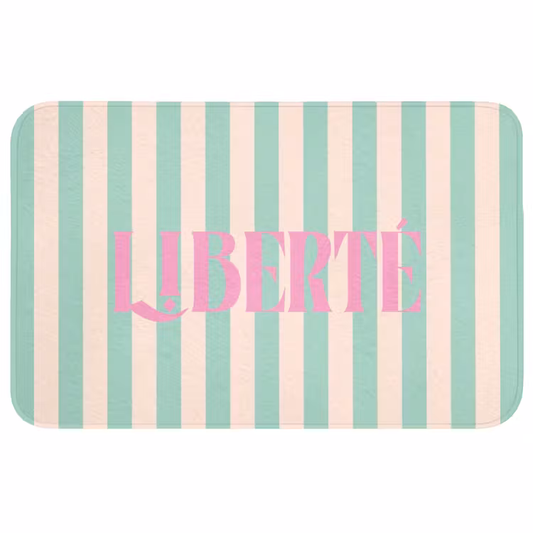 Wc Mat - Roze - Groen - Strepen - Liberté — 1