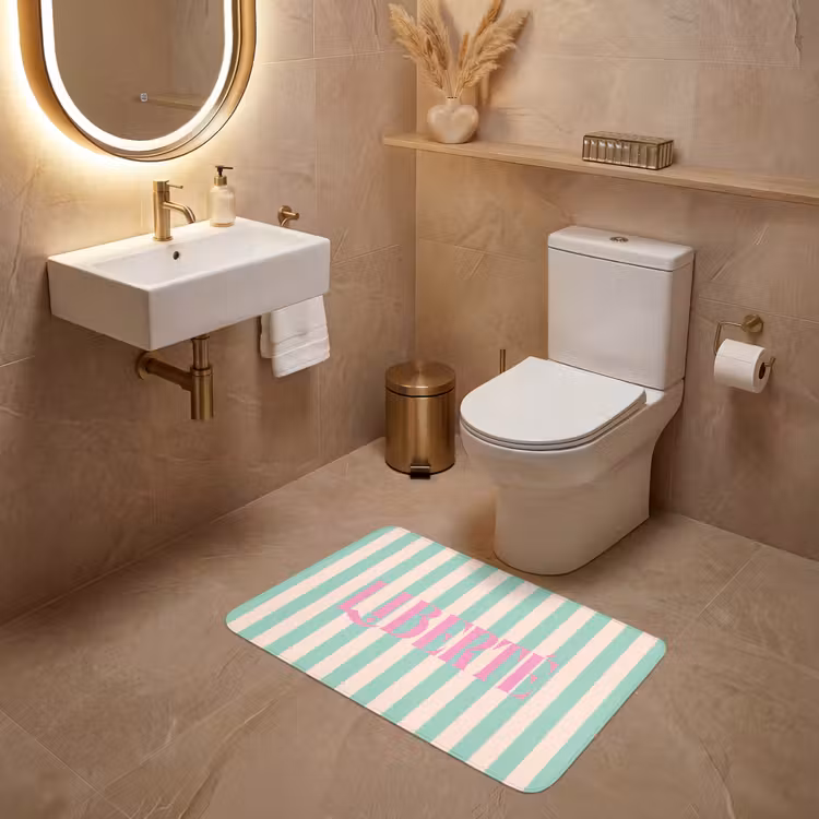 Wc Mat - Roze - Groen - Strepen - Liberté — 4