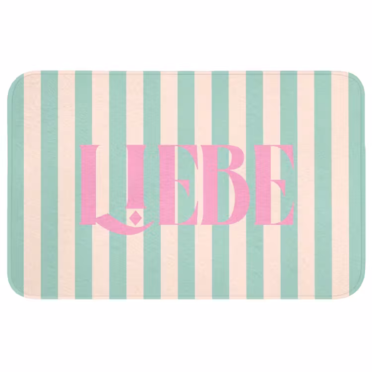 Wc Mat - Roze - Groen - Strepen - Liebe — 1