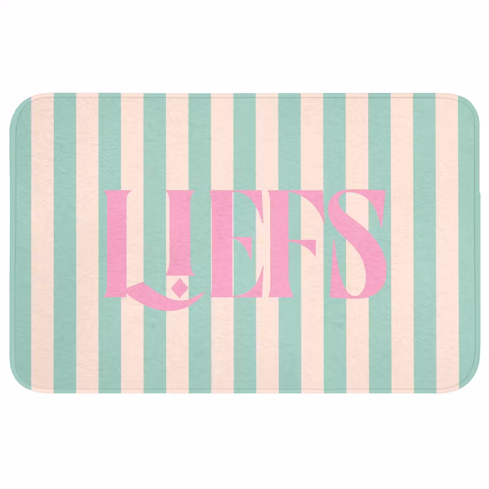 Wc Mat - Roze - Groen - Strepen - Liefs — 1