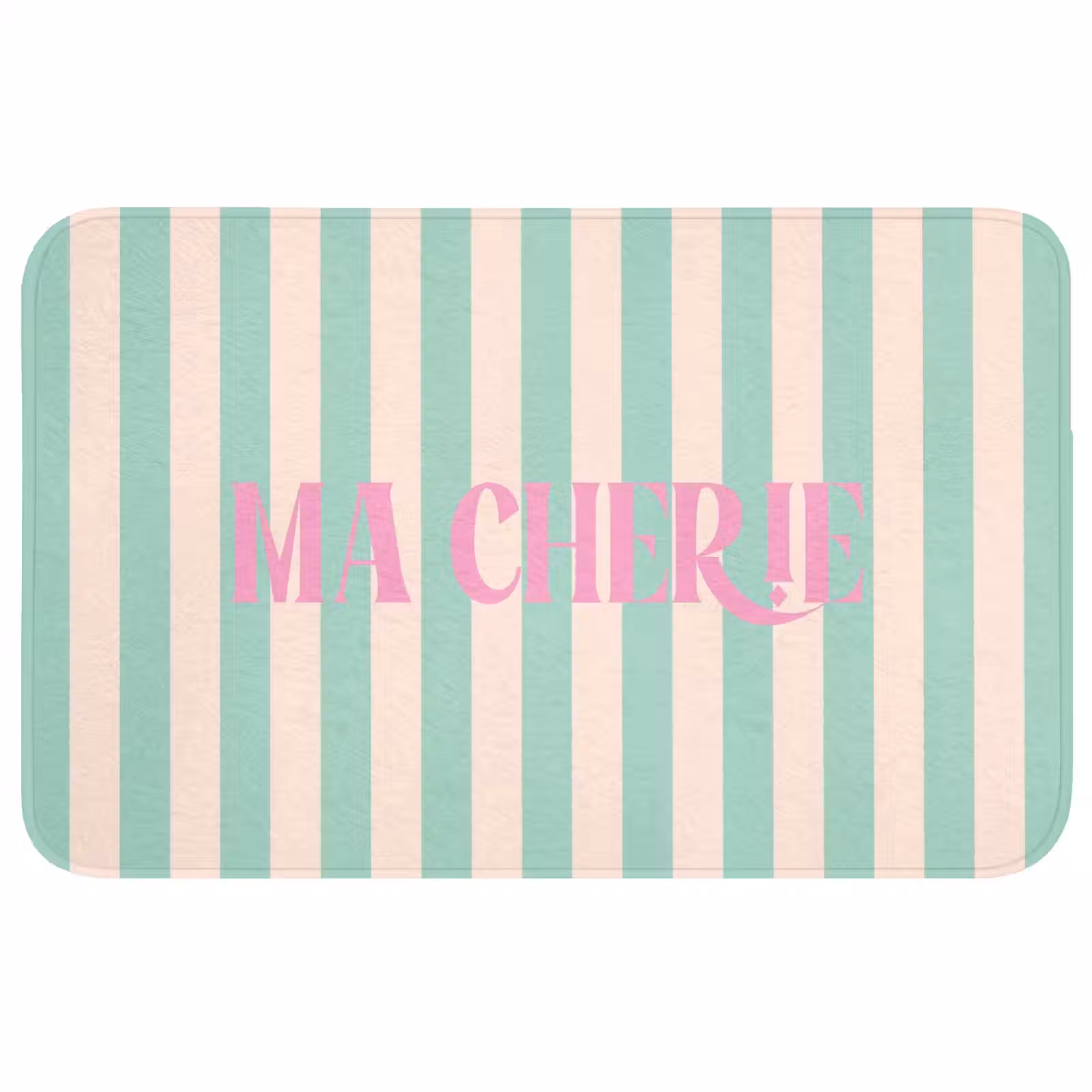 Wc Mat - Roze - Groen - Strepen - Ma cherie — 1