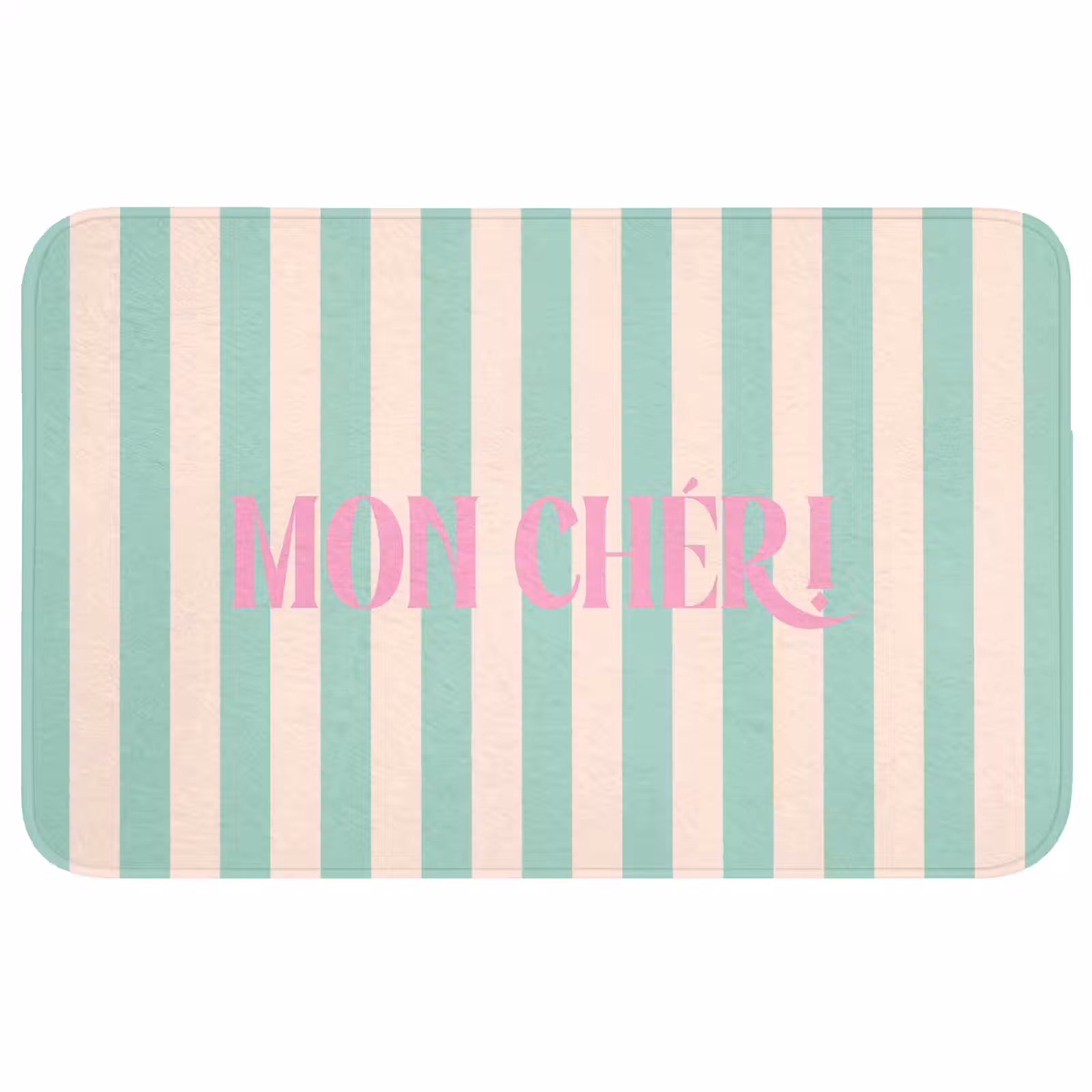 Wc Mat - Roze - Groen - Strepen - Mon chéri — 1