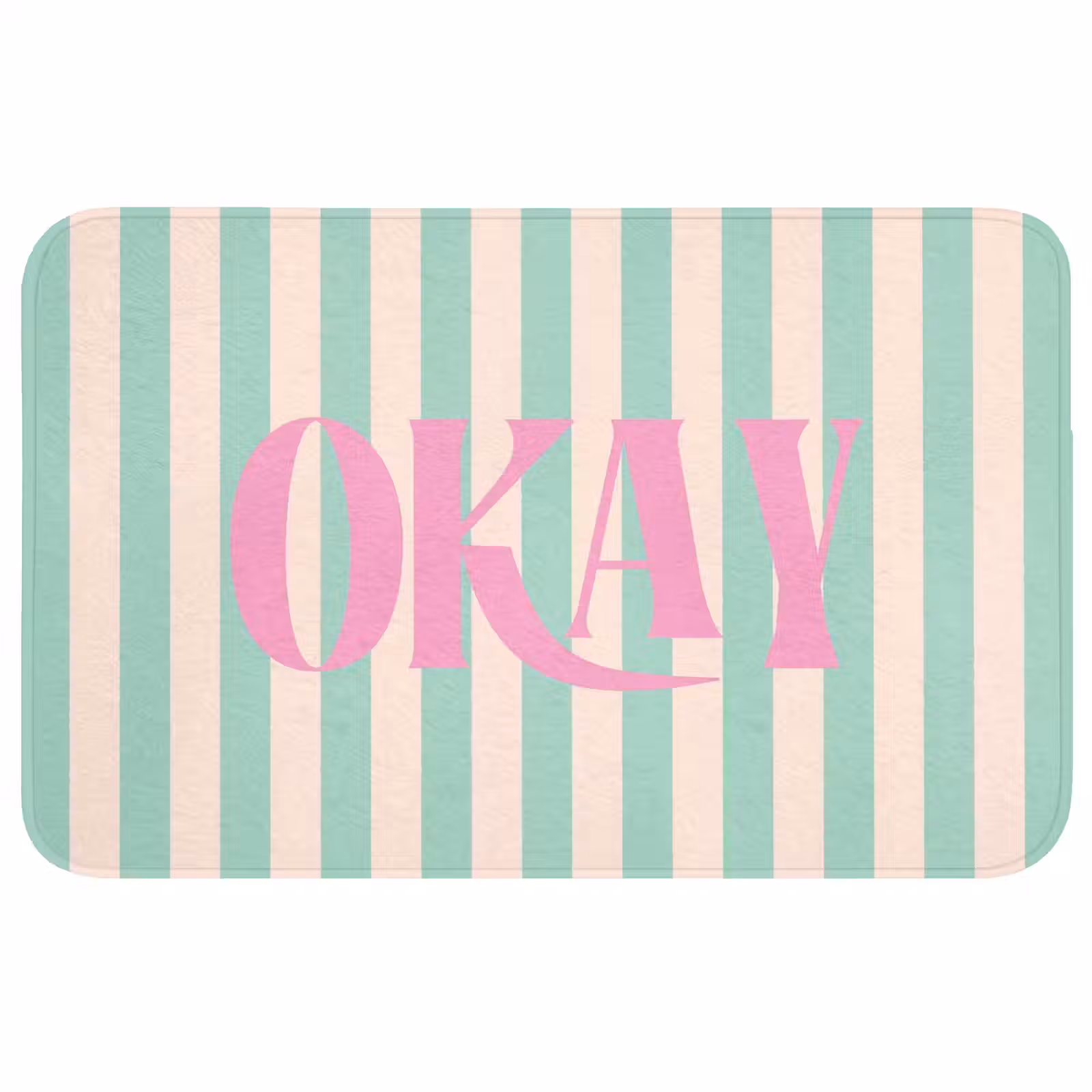 Wc Mat - Roze - Groen - Strepen - Okay — 1