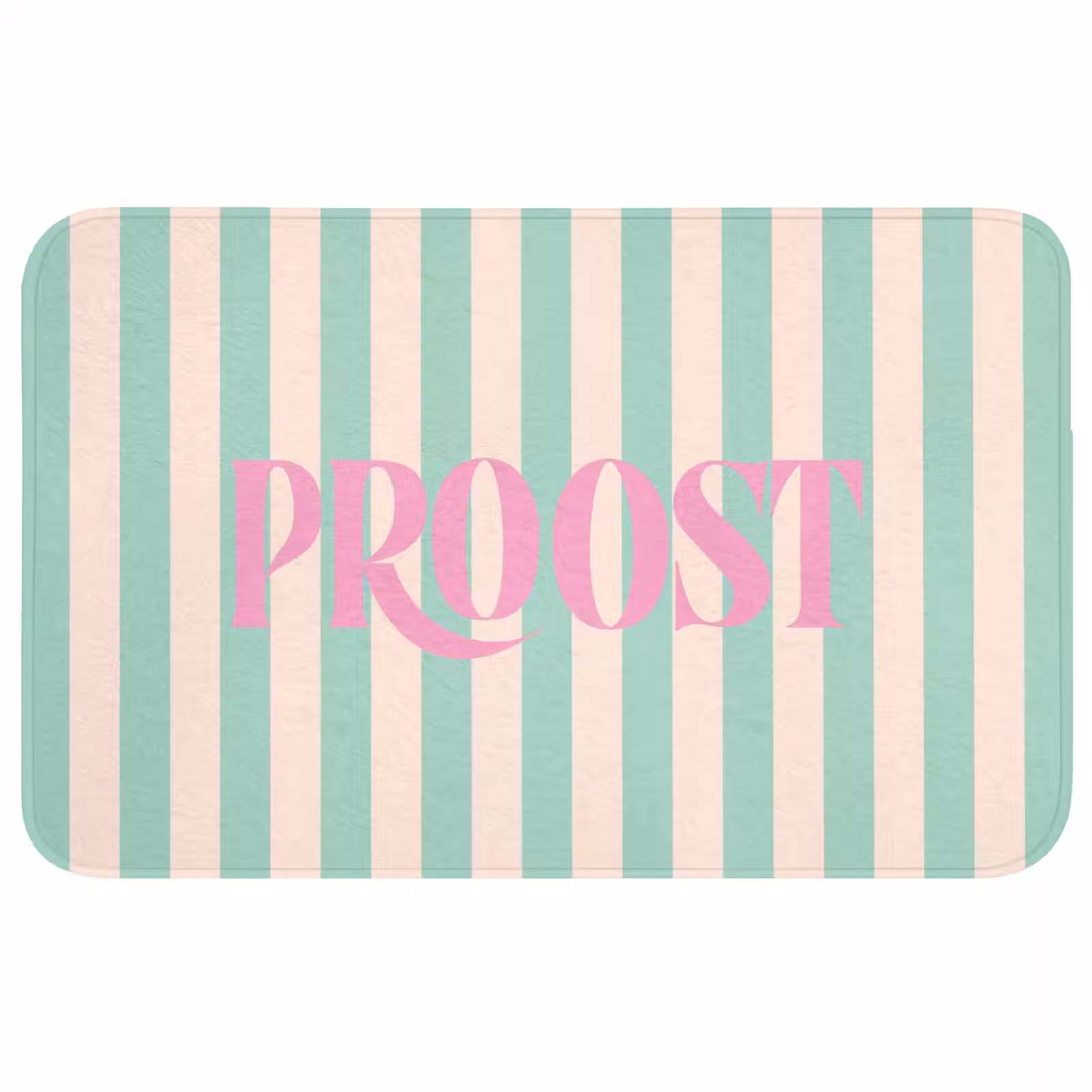 Wc Mat - Roze - Groen - Strepen - Proost — 1