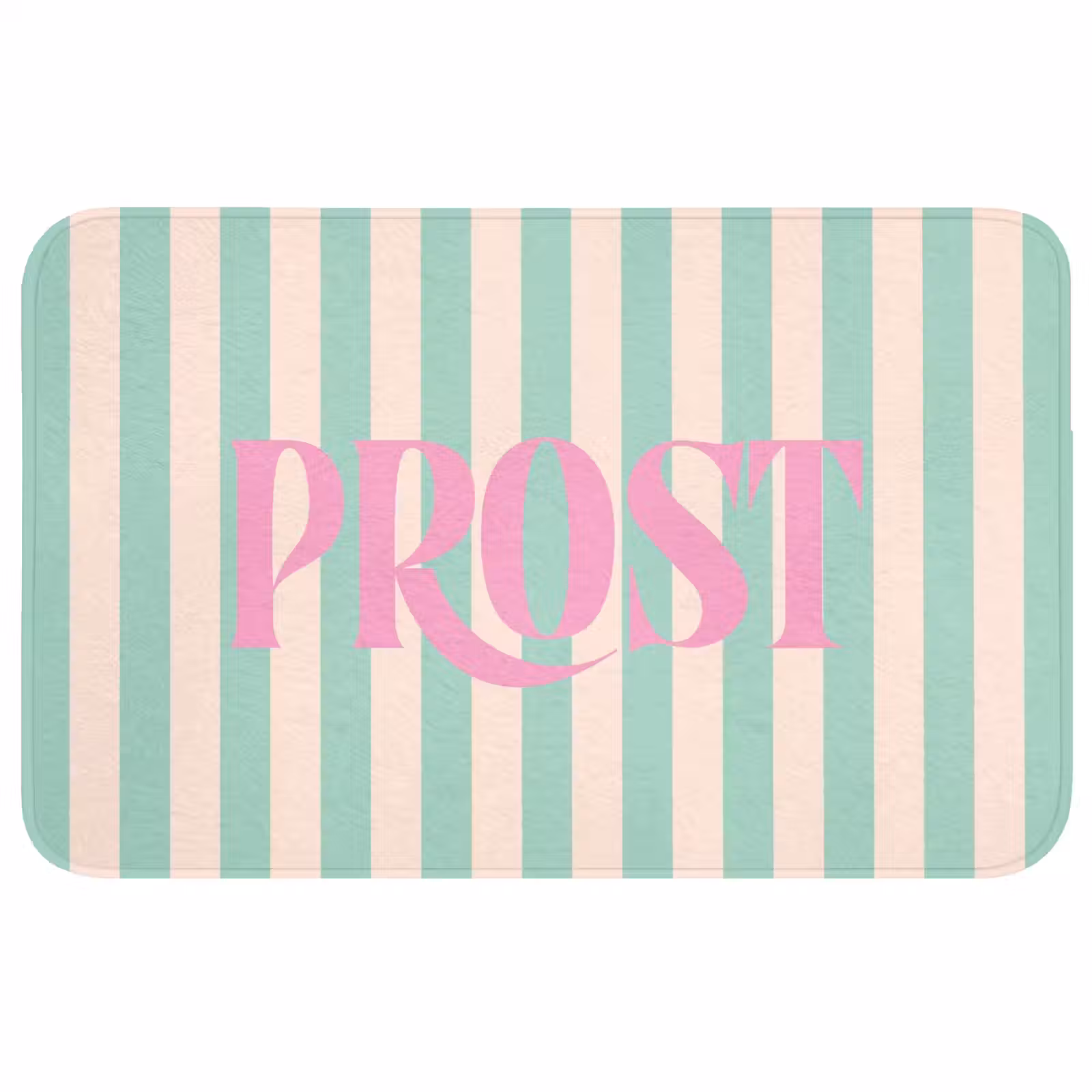Wc Mat - Roze - Groen - Strepen - Prost — 1