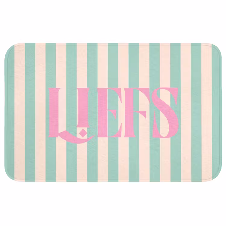 Wc Mat - Roze - Groen - Strepen - Liefs — 1