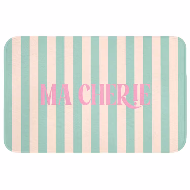 Wc Mat - Roze - Groen - Strepen - Ma cherie — 1
