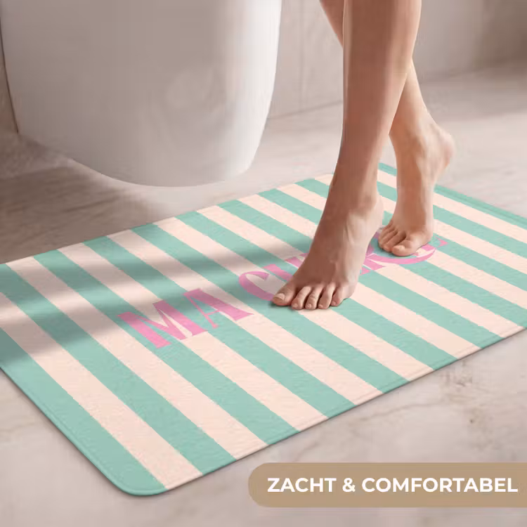 Wc Mat - Roze - Groen - Strepen - Ma cherie — 7