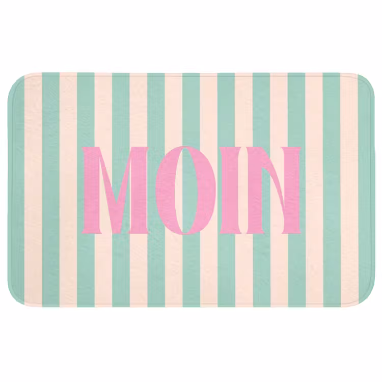 Wc Mat - Roze - Groen - Strepen - Moin — 1