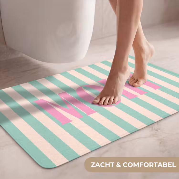 Wc Mat - Roze - Groen - Strepen - Moin — 7
