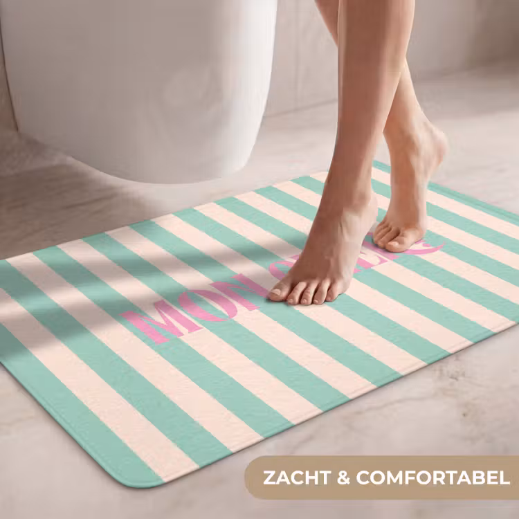 Wc Mat - Roze - Groen - Strepen - Mon chéri — 7