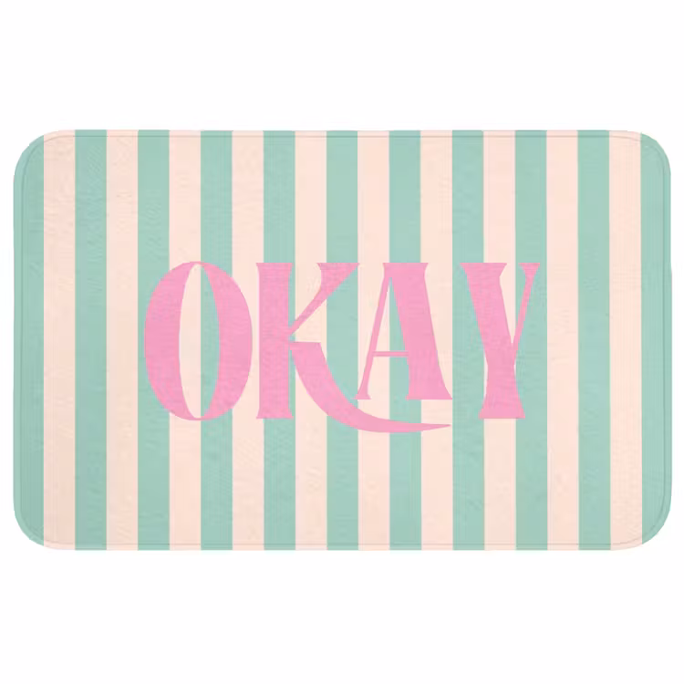 Wc Mat - Roze - Groen - Strepen - Okay — 1