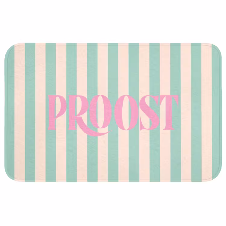Wc Mat - Roze - Groen - Strepen - Proost — 1