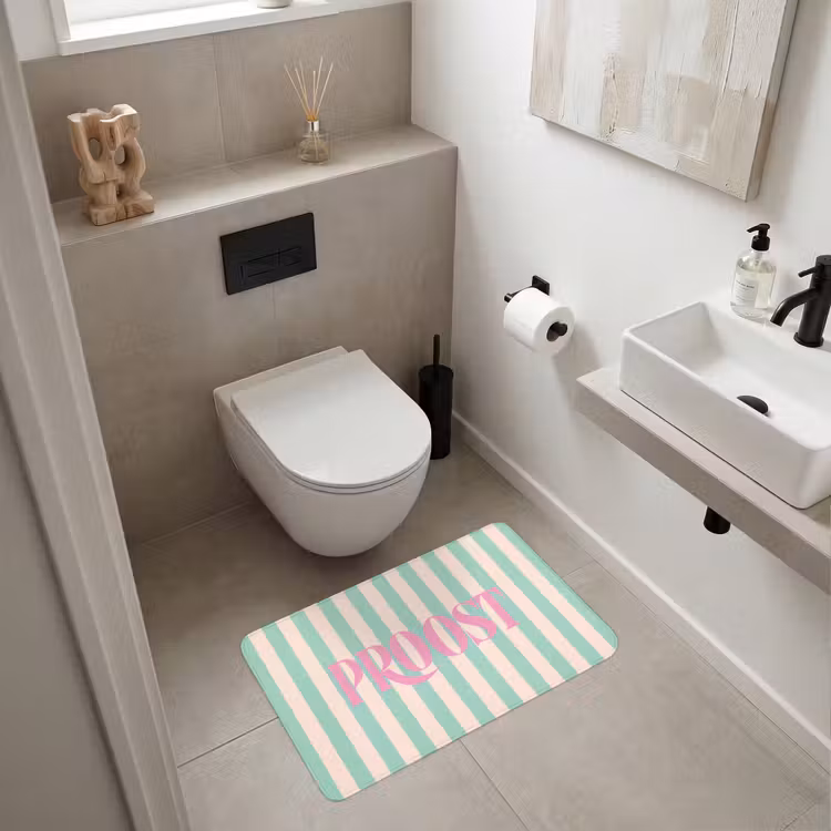 Wc Mat - Roze - Groen - Strepen - Proost — 6