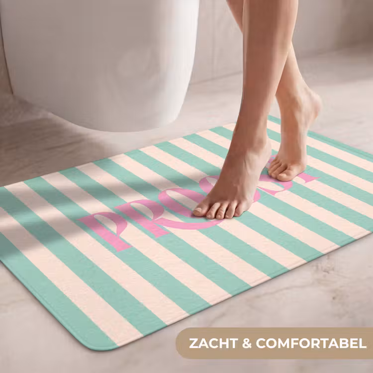 Wc Mat - Roze - Groen - Strepen - Proost — 7