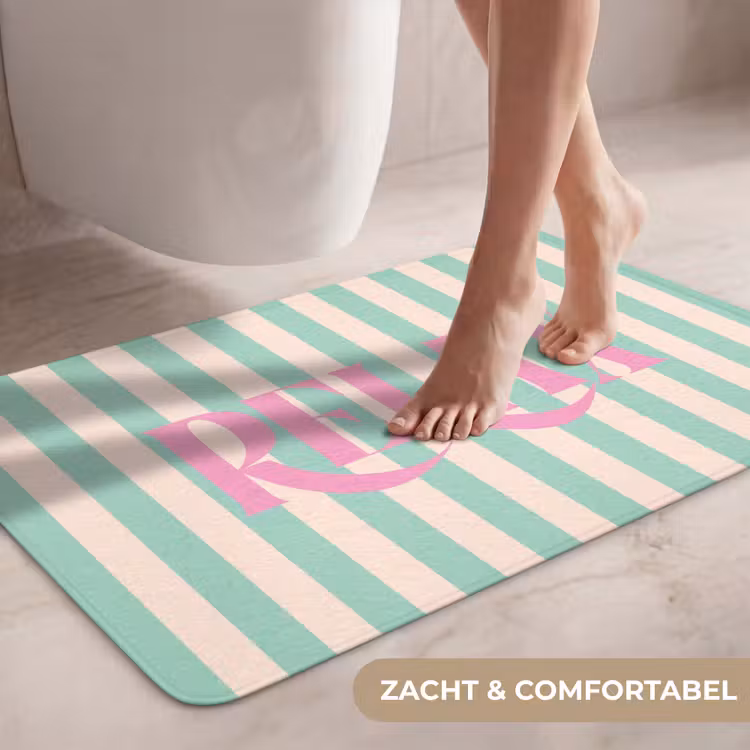 Wc Mat - Roze - Groen - Strepen - Relax — 7